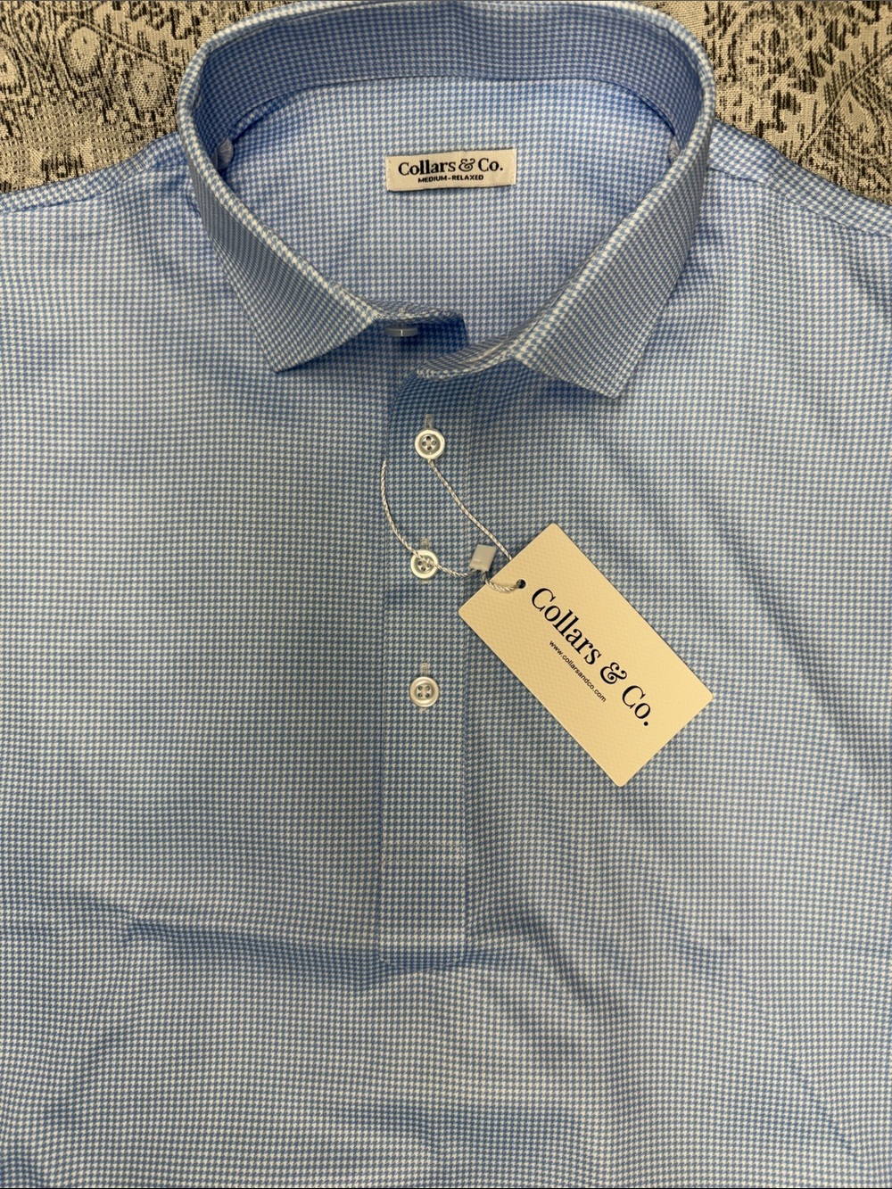 Men's Light Blue - Collar & Co. Checked Dress Shirt - Medium Relaxed